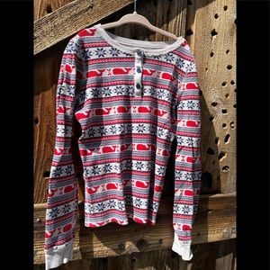 Vineyard Vines Unisex Kids Snowflake And Whale Pajama Top Size 12